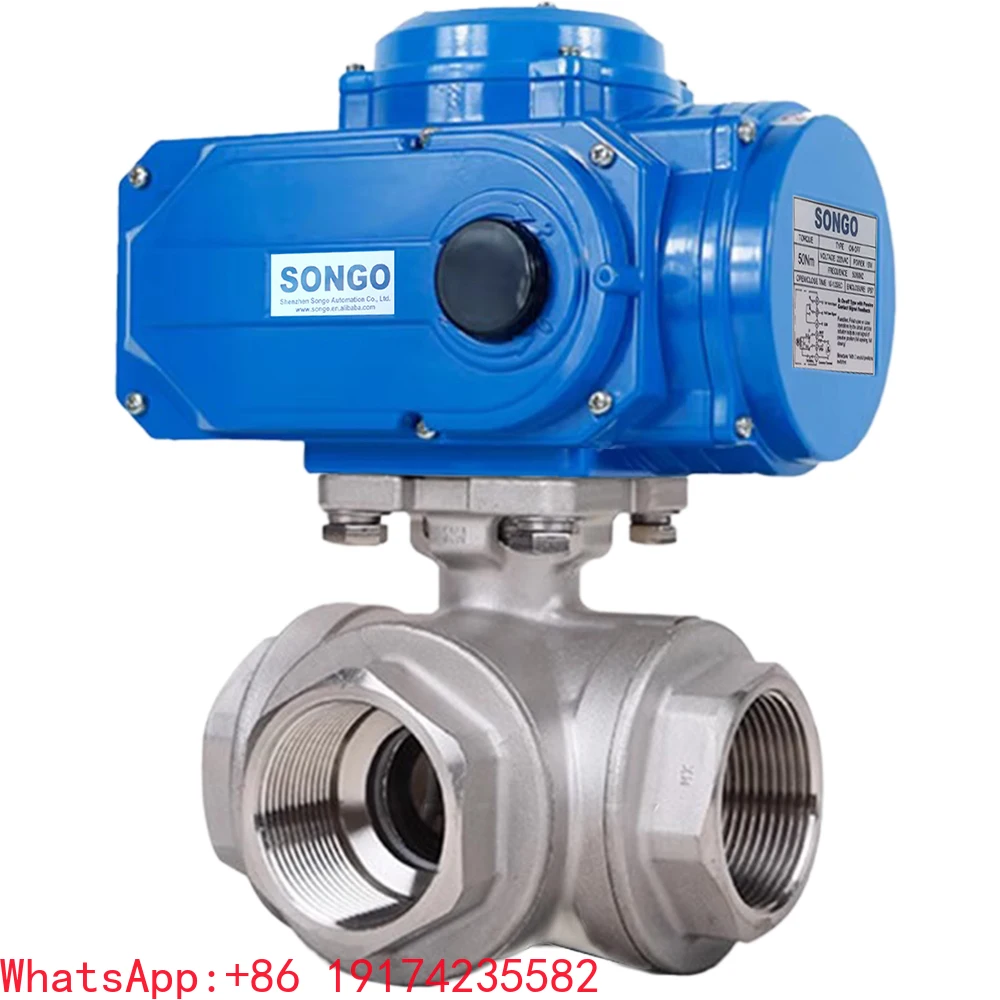 

CF8M 1000 WOG DN80 3 Inch Motorized 3 Way 12V 24V Female Threaded Stainless Steel Electric Actuator Ball Valve