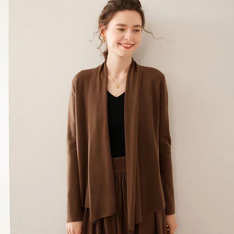 Winsleter-5% แคชเมียร์ 5% ผ้าไหมElegantเสื้อกันหนาวผู้หญิงแขนยาวVคอ,หลวมบางถักเสื้อสเวตเตอร์ถัก,2025 ฤดูใบไม้ร่วงใหม่T58247CC