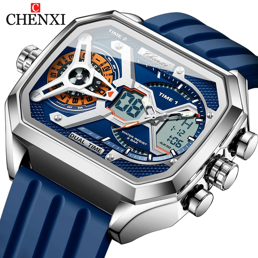 Chenxi Brand Men Sports Military Electronic Watch Led Display Luminous Waterproof Quartz Wristwatch With Alarm Date Stopwatch