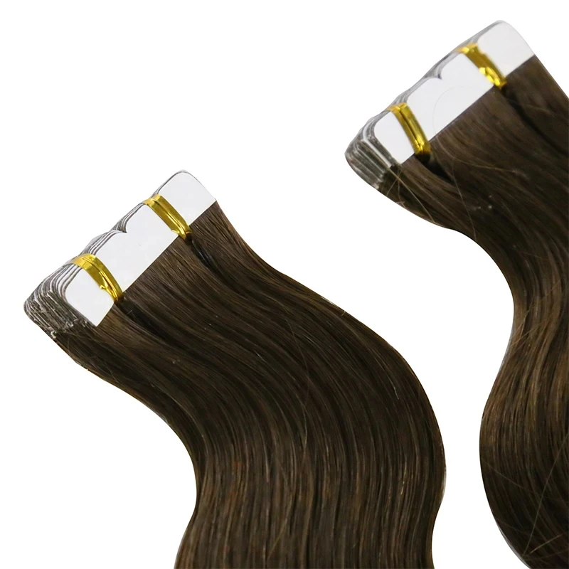 الشريط في شعر مستعار بشري الجسم موجة ريمي لاصق غير مرئية 100% شعر بشري طبيعي 20 قطعة/المجموعة 2.5 جرام/قطعة 50 جرام أومبير شقراء اللون