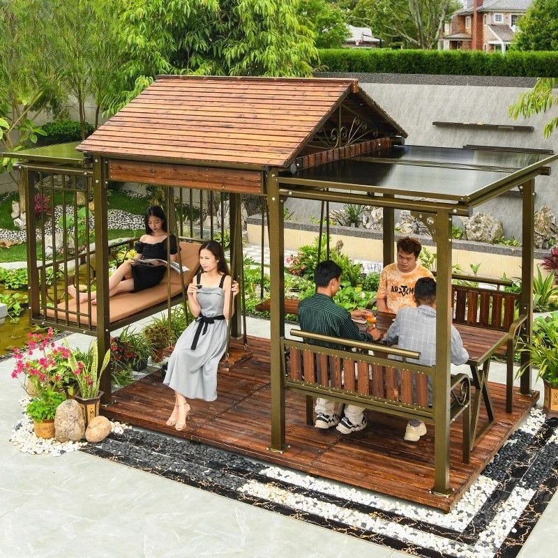 فناء خارجي مع كرسي متأرجح معلق كرسي هزاز حديقة فيلا منزلية خارجية مقاومة للماء ومضادة للتآكل ساحة ريفية