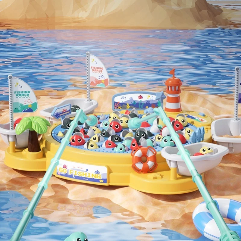 لعبة الصيد المغناطيسية كبيرة الحجم التعليم المبكر الوالدين والطفل التفاعلية الموسيقى الخفيفة لعبة طاولة الصيد للأطفال