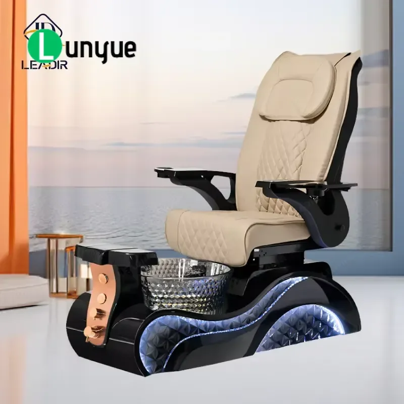Luxury Modern Professional High Back Foot Spa Chair for Manicure and Massage with LED Base Comfortable Throne Design for