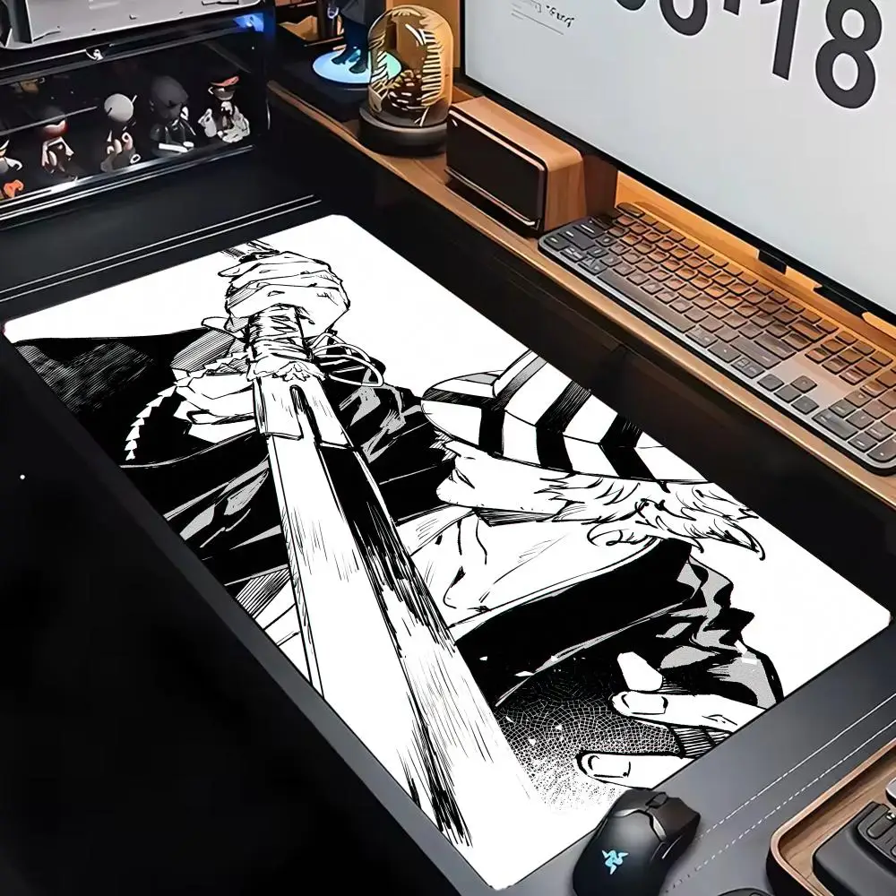 Alfombrilla de ratón serie en blanco y negro para escritorio, alfombrilla de ratón para juegos, con bordes cosidos y base de goma antideslizante