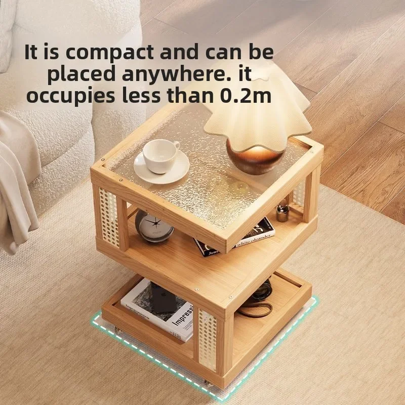 Gabinete de almacenamiento lateral pequeño para dormitorio, mesa de centro lateral para sofá extraíble para el hogar