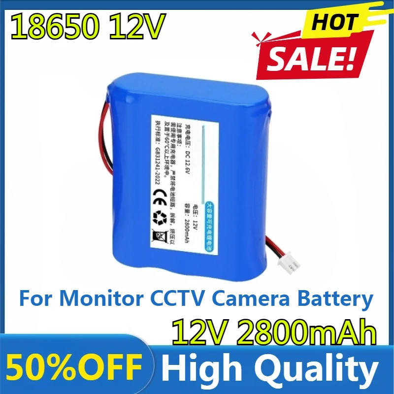 

High Quality Replaceable 12V 18650 2800mAh Lithium-ion Battery Pack for Monitor CCTV Camera Battery Rechargeable 18650 Battery