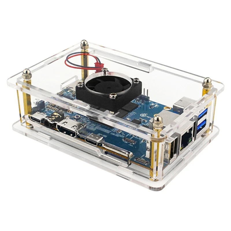 High Quality Clear Acrylic  with Cooling Fan Cover for Orange Pi 5 Board Dropshipping