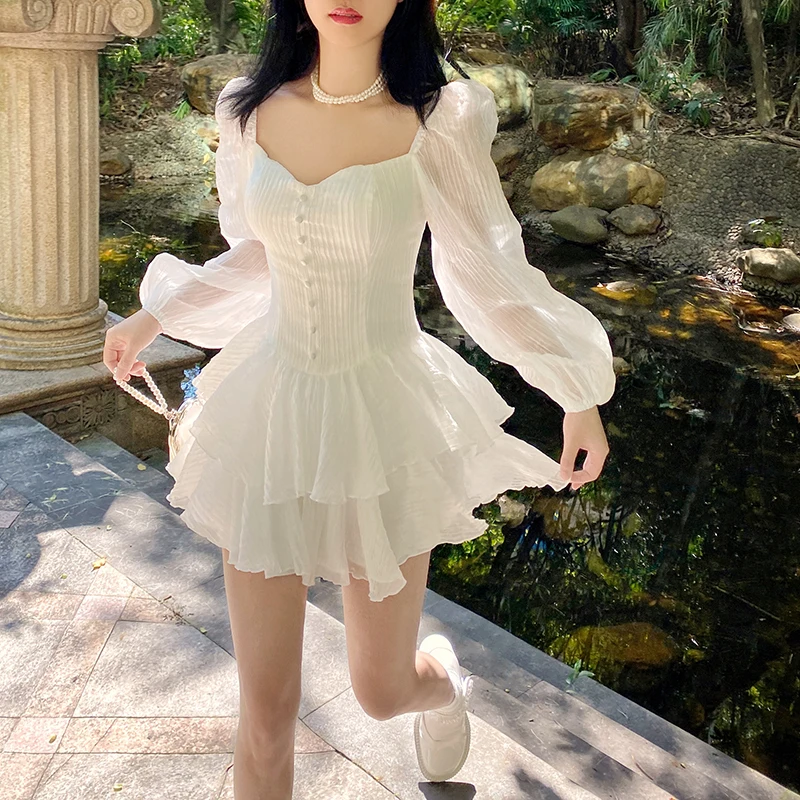 Jielur Korea Style Sweet Party Mini Dress Women Green Chiffon France Elegant Dress Female Bubble Sleeve White Casual Fairy Dress - AliExpress 200000345 Jielur Korea Style Sweet Party Mini Dress Women Green Chiffon France Elegant Dress Female Bubble Sleeve White Casual Fairy Dress - AliExpress 200000345