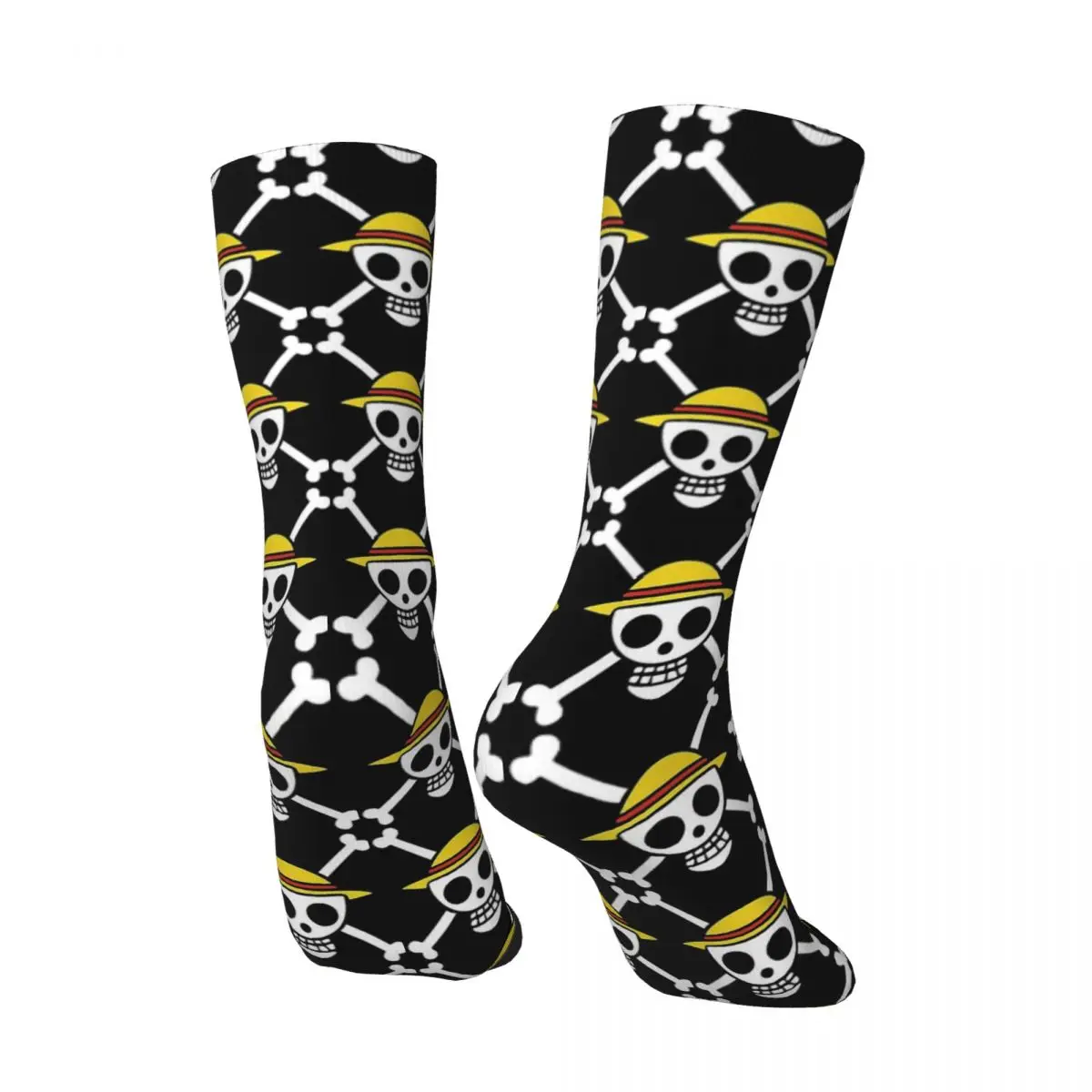 Luffy Straw Hat Pirates Logo Men Women Round neck Socks Cycling Novelty Spring Summer Autumn Winter Stockings Gift