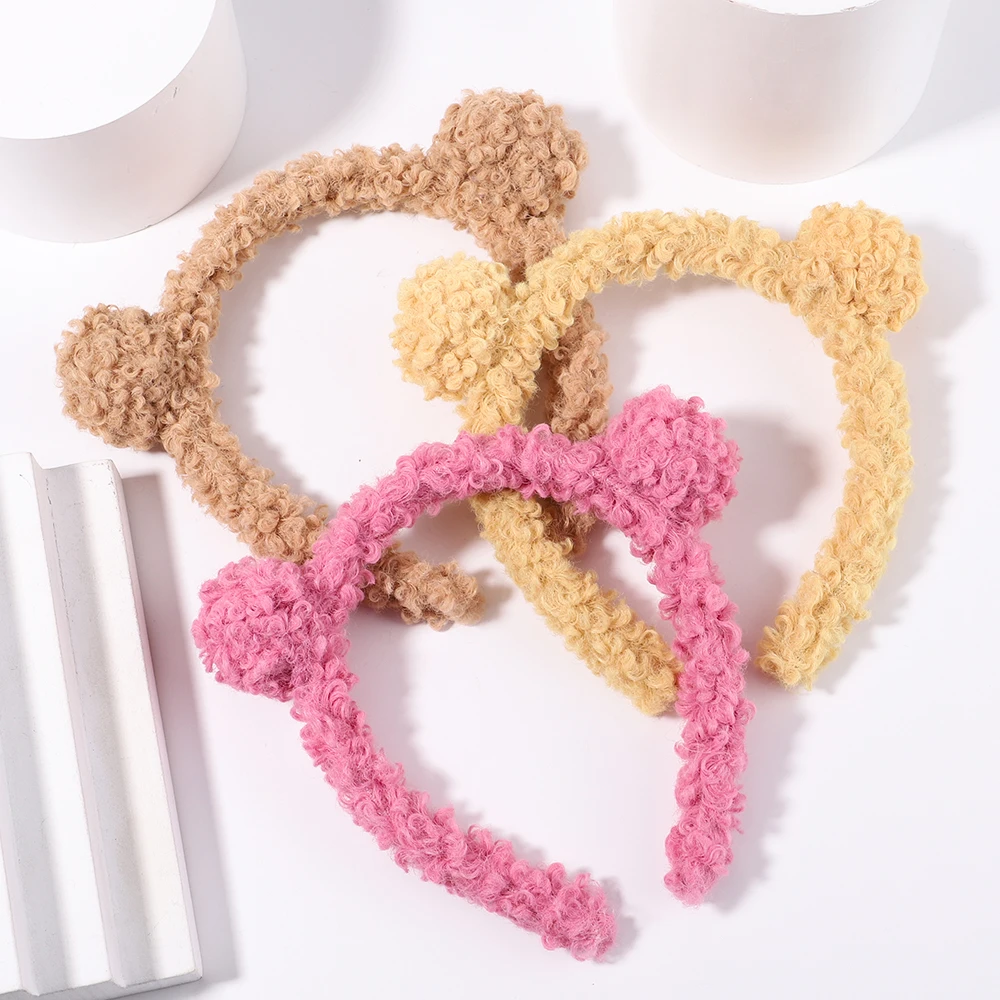 New Girls Cute Bear Ears Plush Hair Hoops for Girls Kids Lovely Hairbands Headband Children Winter Fashion Hair Accessories