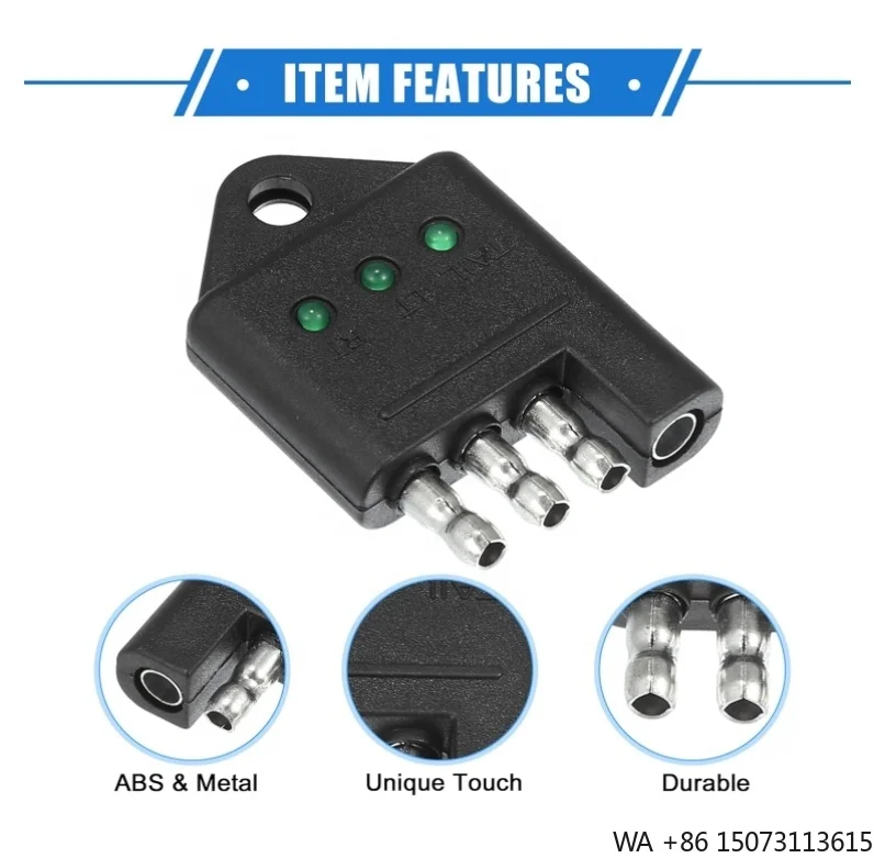 4-Way Flat Trailer Wiring Tester Universal 4-Pin Light Tester for Trucks Tractors Trailer Connector Parts