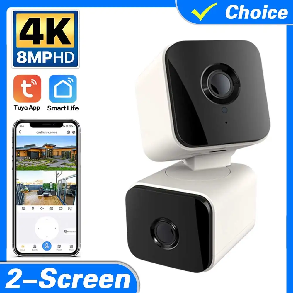 

4K TUYA Dual Lens Baby Mini Monitoring 360° Gun Shake PTZ IP Camera Home Pan/Tilt Auto Tracking Remote Two-Way Audio Intercom