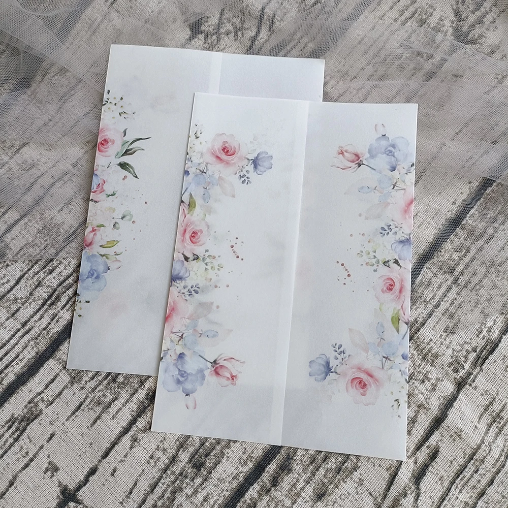 50pcs/lot Vellum Wedding Invitation Card Cover Semi-transparent Wrap For Sweet 15 Birthday Party Decoration