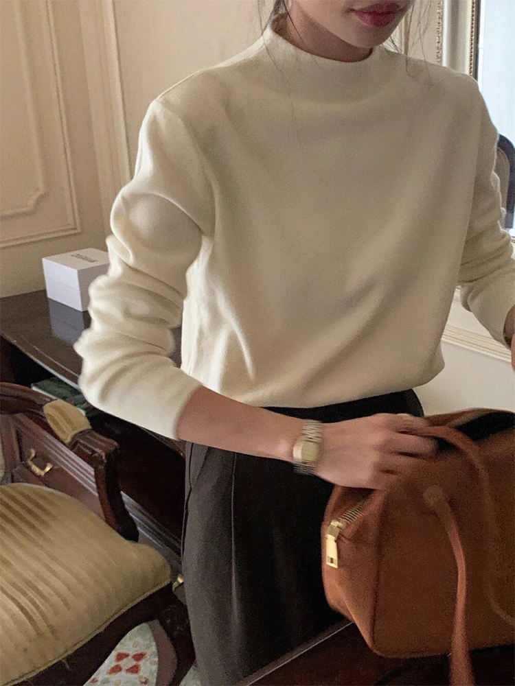 

Sli f High Ne вязаный свитер женский базовый слой мягкий уютный модный зимний топ Sweet Sle Long Sve стандартного кроя