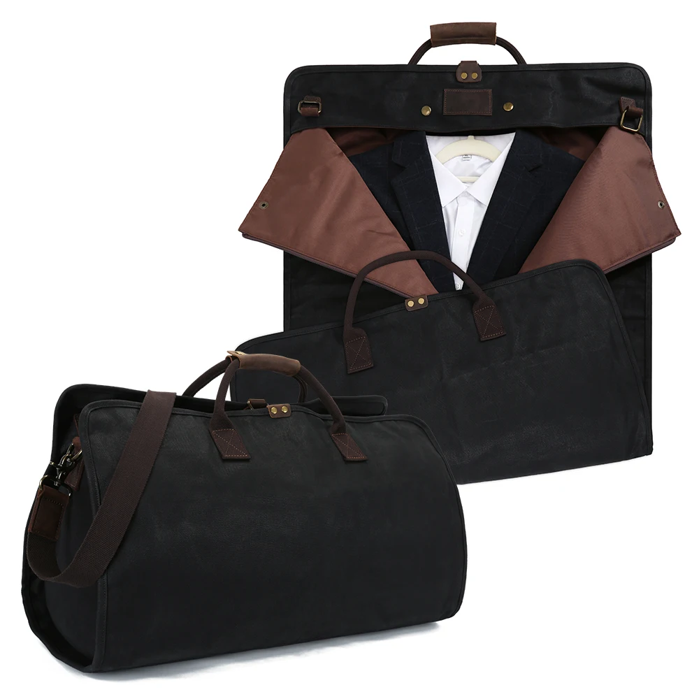 

2025 Vintage Duffel Foldable Camping Luggage Waterproof Weekender Travel Suit Duffel Bag Waxed Canvas Garment Duffle Bag for Men
