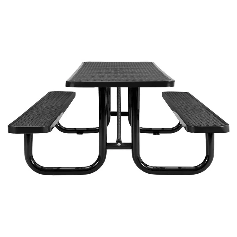 

Outdoor Commercial Terrace Camping Metal Picnic Table with Bench Garden Furniture Steel Dining Table Coffee Table Chairs Outside