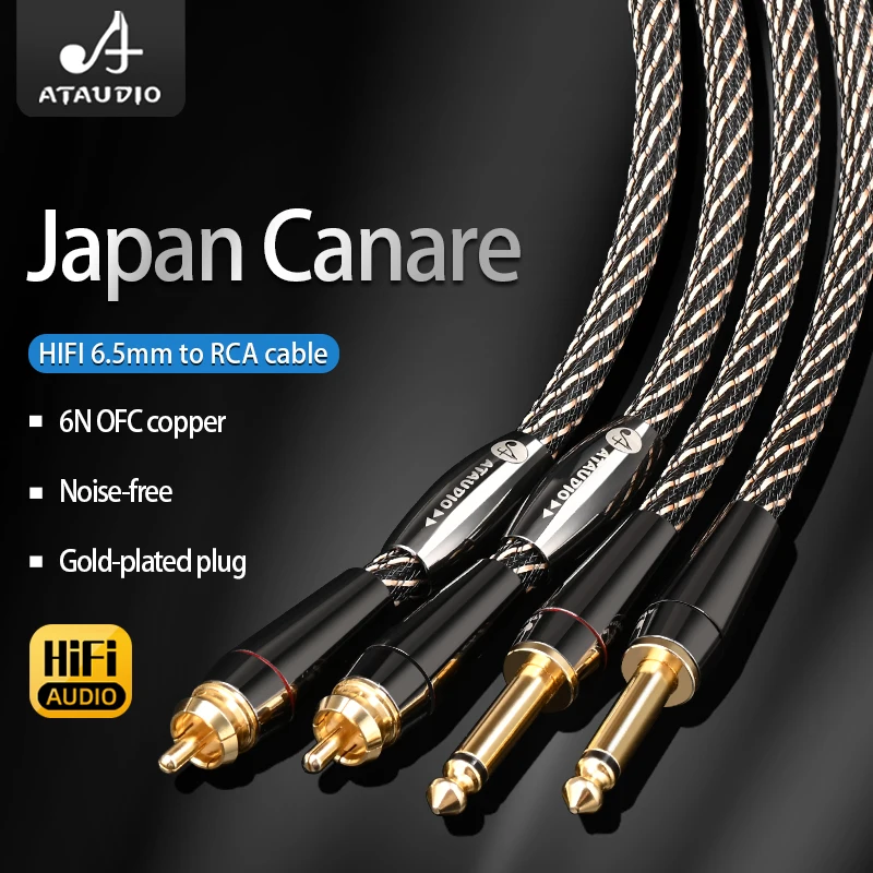 Kabel audio Hi-end 6N OFC Dual 6.5mm do 2RCA kabel audio do wzmacniaczy głośnikowych