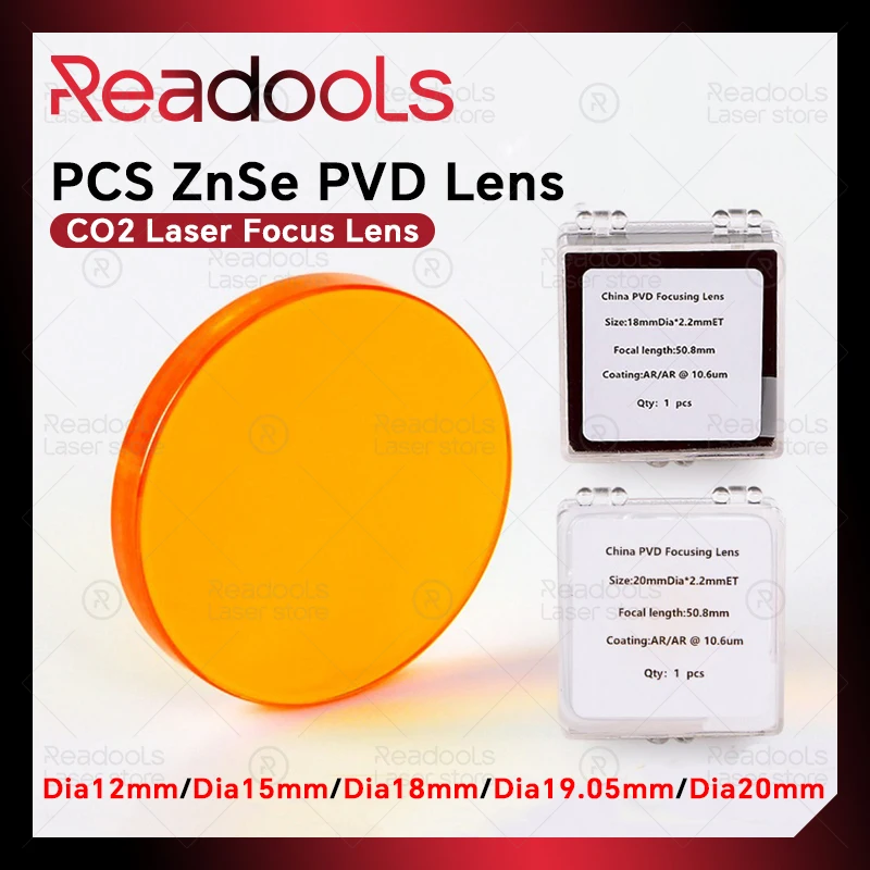 PVD ZnSe Co2 Laser Focus Lens Dia.12/15/18/19.05/20mm FL38.1/50.8/63.5/76.2/101.6mm for CO2 Laser Engraving Cutting Machine