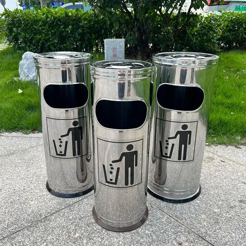 Ashtray Outdoor Cylinder Public Smoking Ashtray 304 Stainless Steel Cigarette Ash Bin for Hotels Shopping Malls