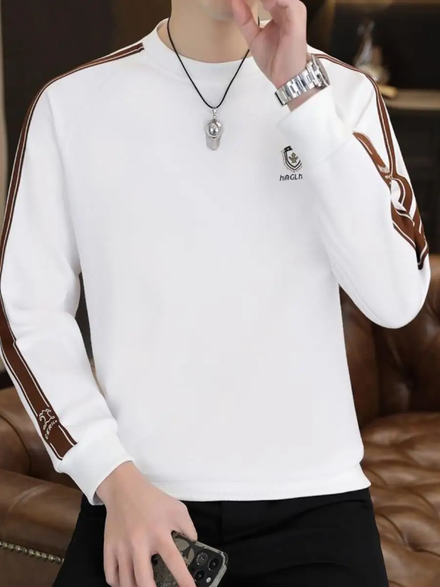 

round Neck Long Sleeve Sweatshirt Men's Casual Basic Shirt Spring Autumn New Style Korean Trendy Brand Youth Men's Clothing