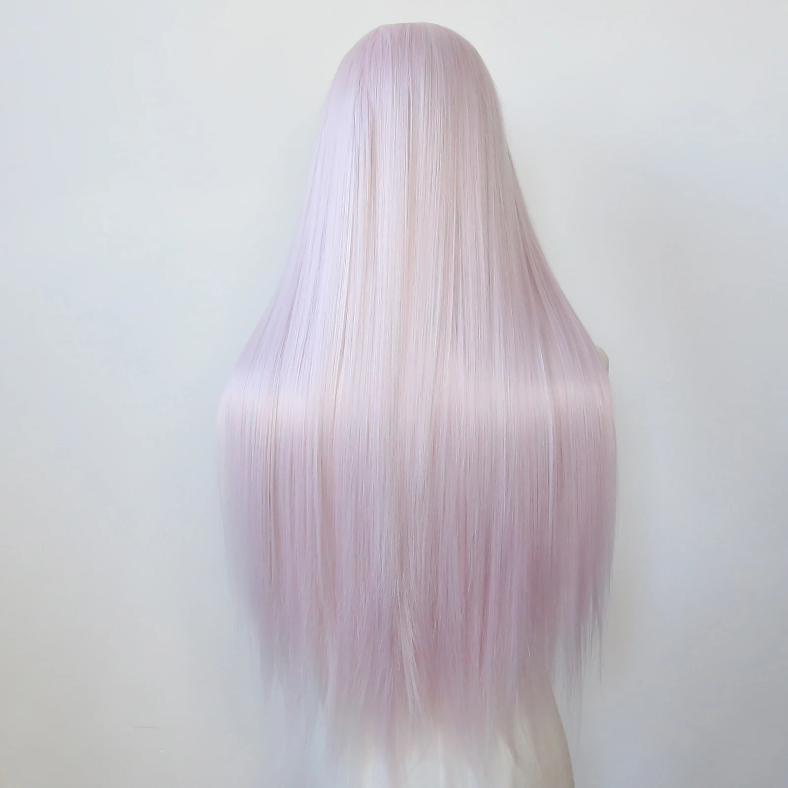 Ice Pink Wig sintetis renda depan panjang lurus cahaya putih Pink Wig sintetis pra pencabutan Wig rambut tahan panas