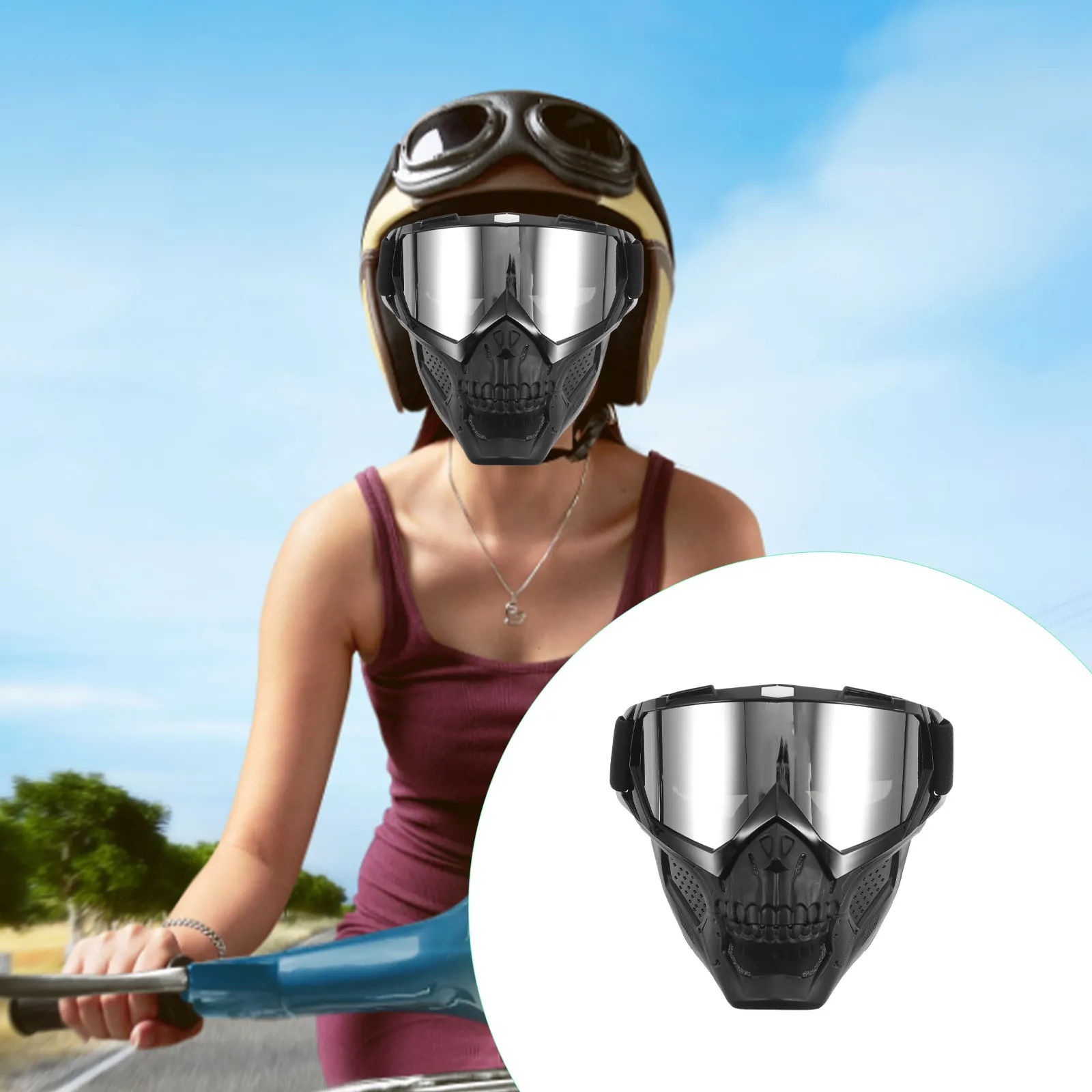 

Motorcycle Goggles with Face Hood Windproof Sandproof Uv Protection for Riding Cycling Atv Dirt Bike Skiing Hiking Hunting