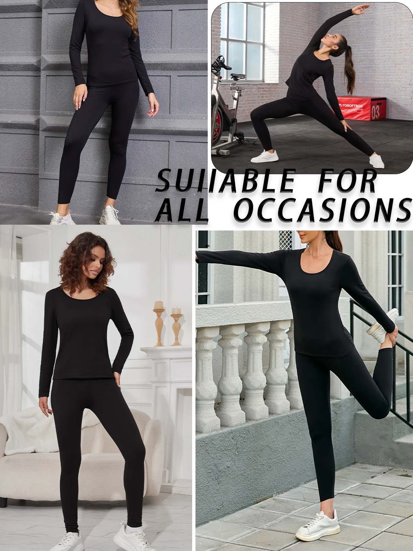 Confezione da 3 biancheria intima termica super morbida da donna. Set pigiama e pigiama termici invernali per il comfort della stagione fredda