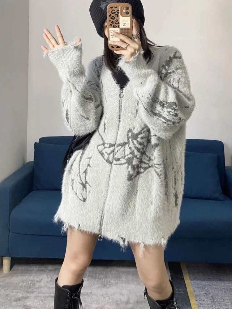 Strickjacke Frauen Herbst V-ausschnitt Zipper Lose Koreanischen Stil Täglichen Alle-spiel Preppy Studenten Mode High Street Chic taaди dziут