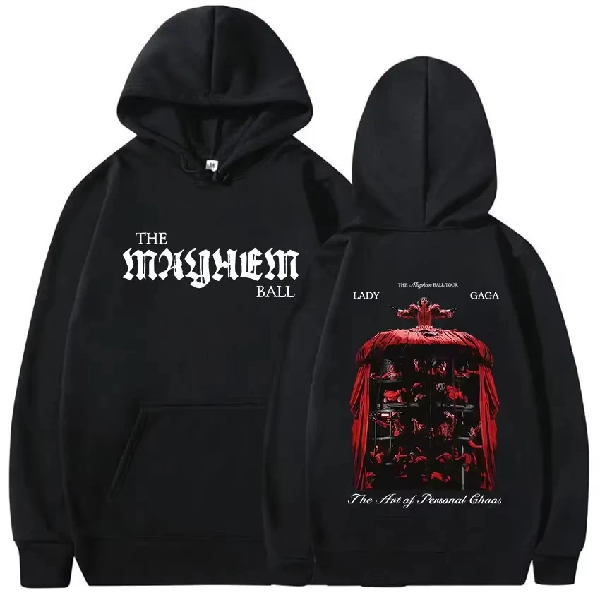 

2026 New The Mayhem Ball Tour Print Hoodies Lady Gaga Vintage Top Fashion Long Sleeve Men Women Fleece Warm Pullover Sweatshirt