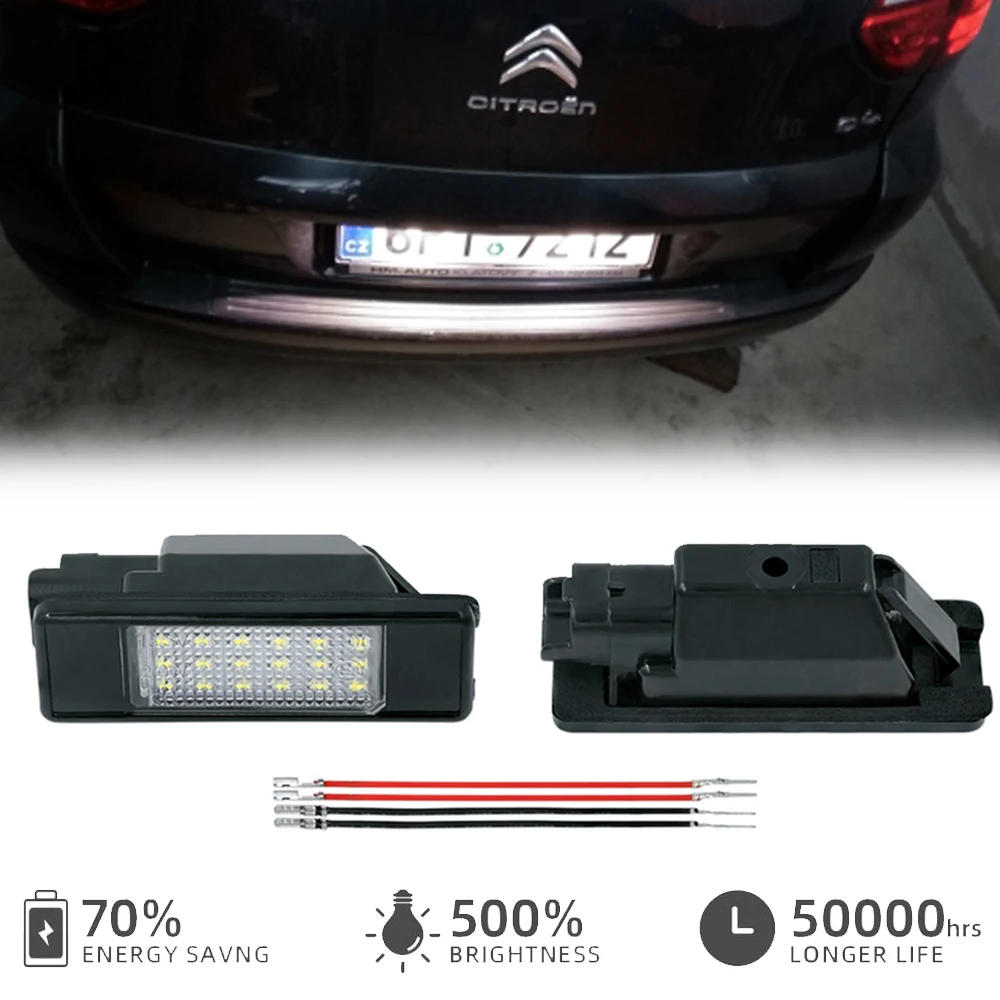 

18SMD LED Reverse License Number Plate Tag Light for Peugeot 106 1007 207 308 T7 3008 T8 406 407 508 MK1 607 806 807 MPV Expert