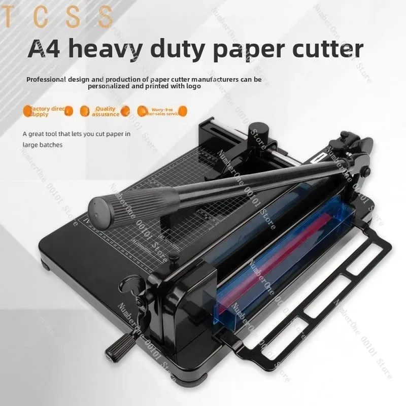 858A4 Heavy‑Duty Manual Guillotine Paper Cutter, Steel Base Trimmer for Office Document & Photo Cutting