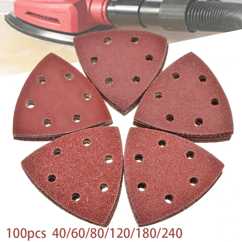 100PCS Triangular Sanding Disc 90mm Delta Sander Hook & Loop Sandpaper Abrasive Tools for Sanding Grit 40-2000