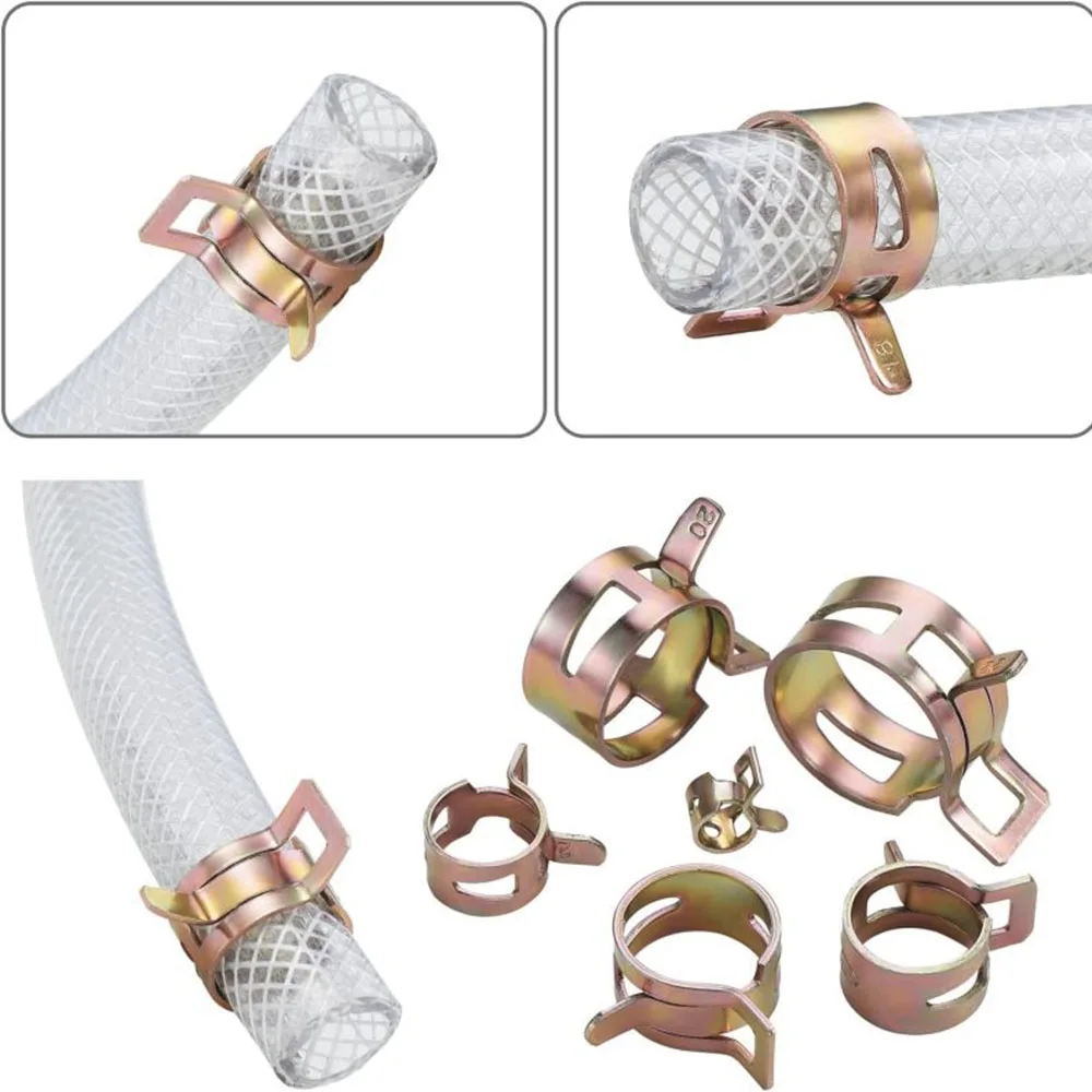 200Pcs 6-22mm Fuel Hose Line Spring Clip Clamps Fasteners Silicone Vacuum Hose Pipe Clamp Steel Wire Air Tube Water Pipe Clip