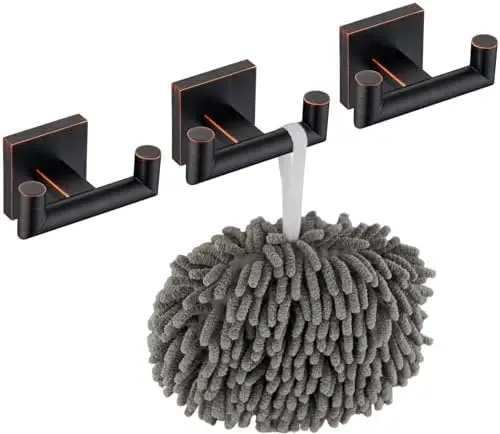

KOKOSIRI Robe Hooks 3-Pack - Oil Rubbed Bronze Towel Coat Hook for Bathroom, Kitchen, Wall Mounted B1015ORB-P3