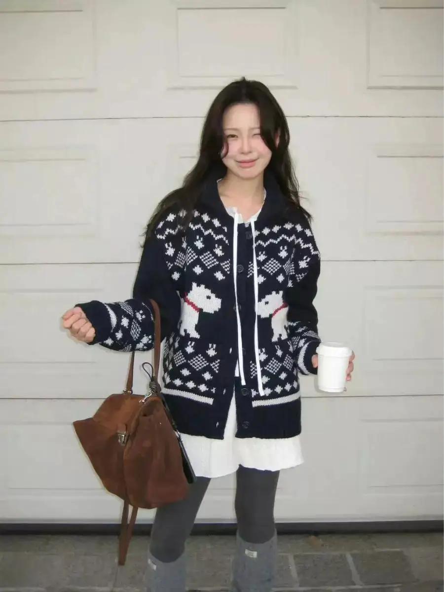 

Sle Knitted Loose Women's Sweater Coat Warmth Softn Vintage Sle Long Sve Regular Length Single Button