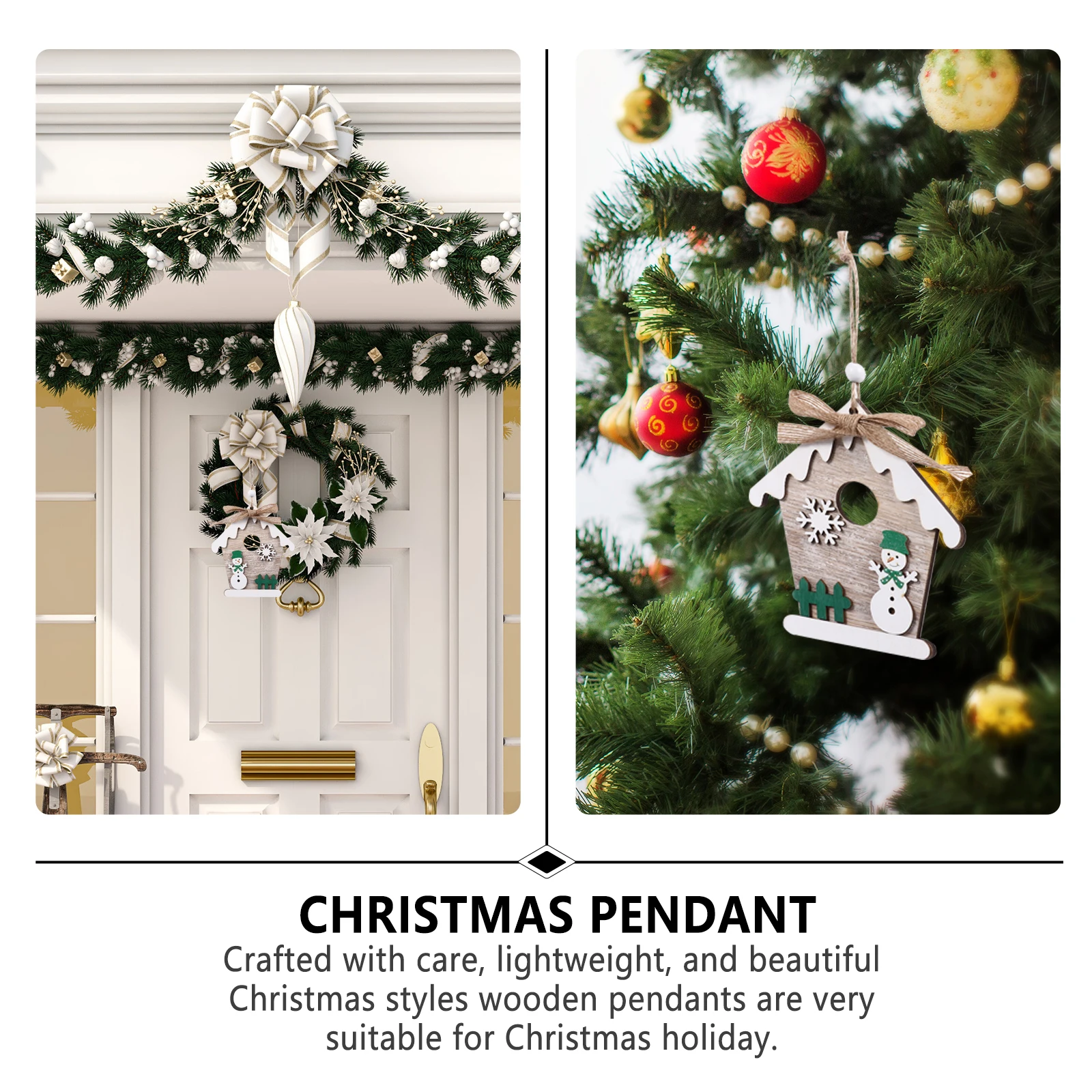 

Adorable Wooden House Shaped Pendant Christmas Decoration Craft Ornament for Indoor Home Office Decor
