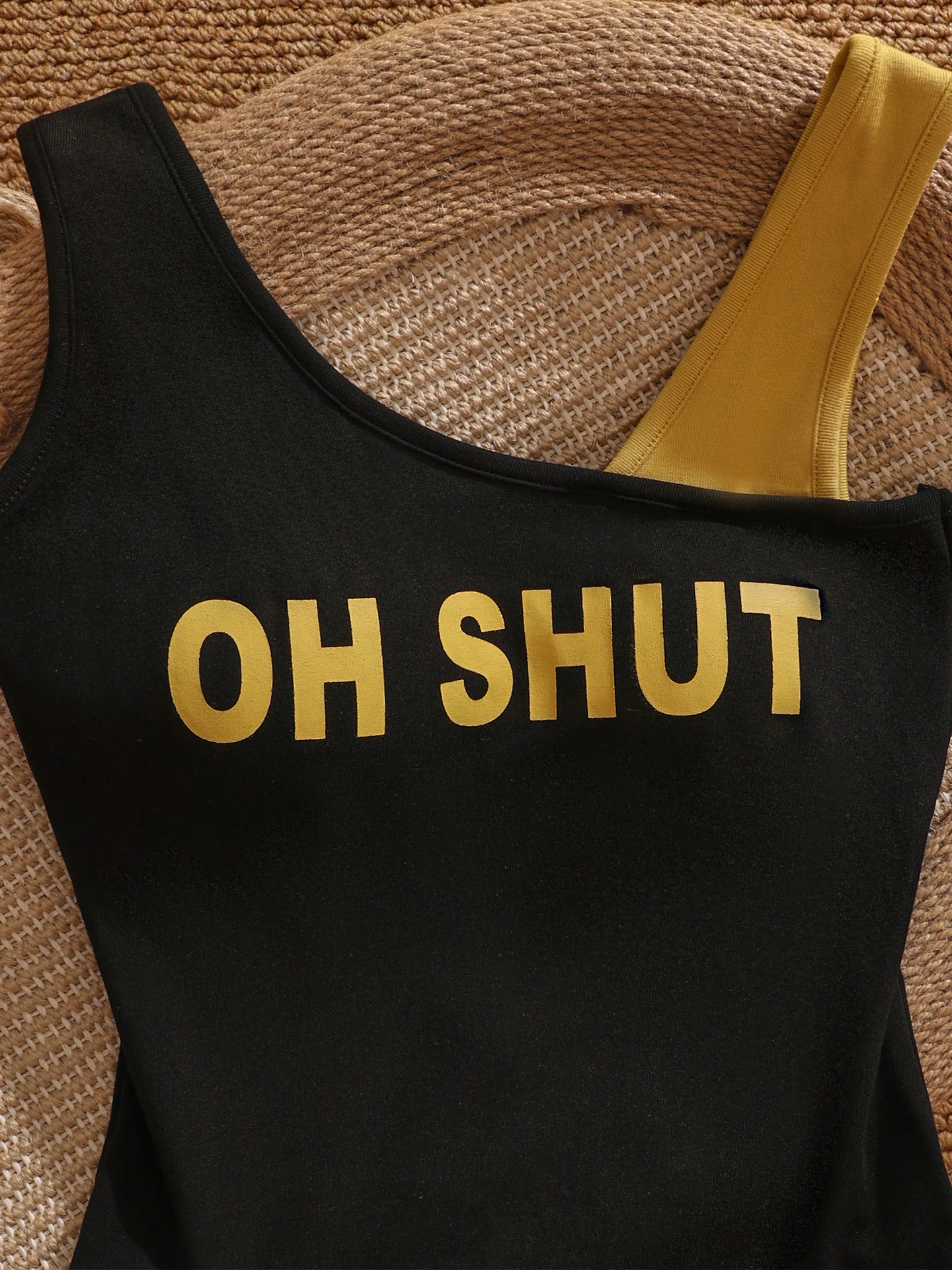 Top Canotta Sexy Retrò con Stampa Lettering Stile Americano, Aderente con Scollo Rotondo, Abbigliamento Casual da Donna