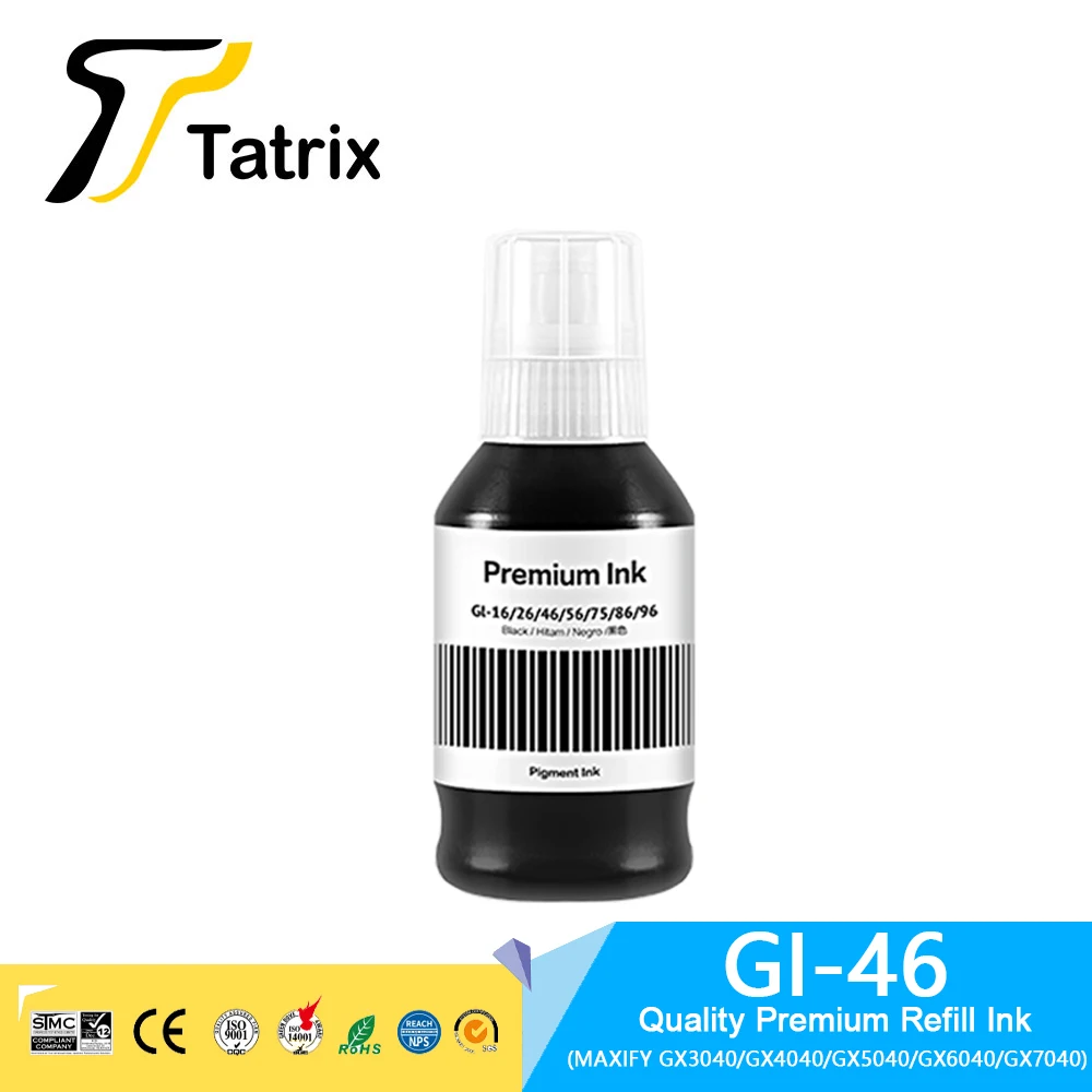 Tatrix GI46 GI-46 GI 46 Premium Color Compatible Refill Ink for Canon MAXIFY GX3040/GX4040/GX5040/GX6040/GX7040 Printer