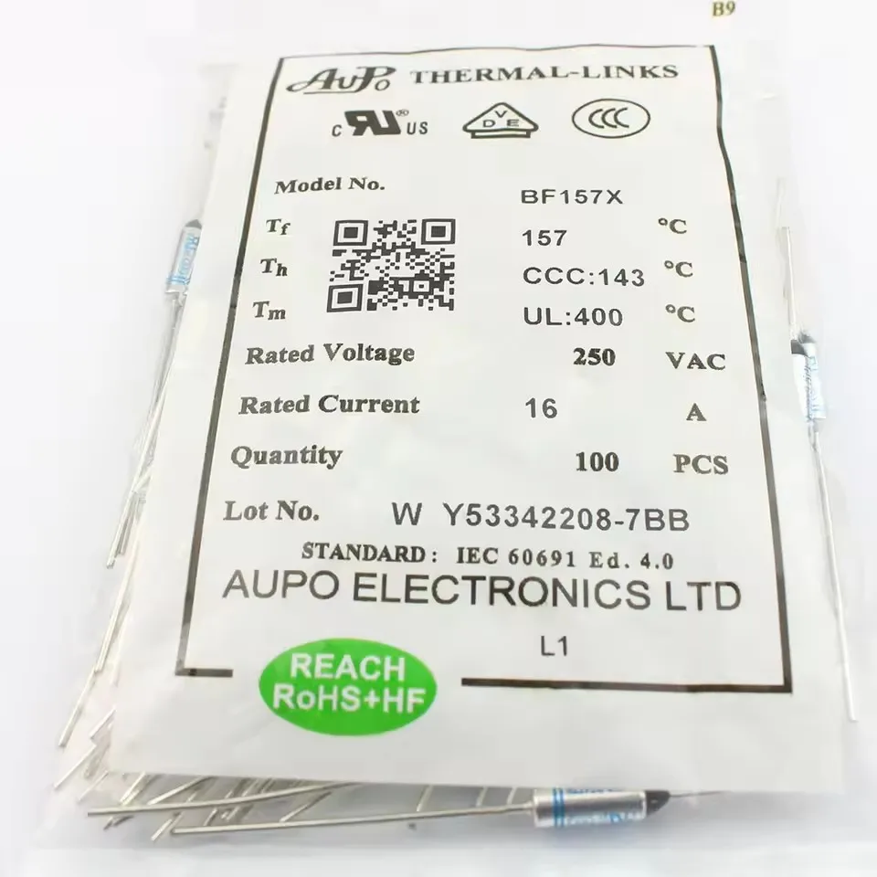 10 قطعة الصمامات الحرارية BF157 BF157X 10A 16A 250V BF 157C 157 درجة مئوية قطع TF بيليه TCO وصلات درجة حرارة الرصاص المحوري AUPO