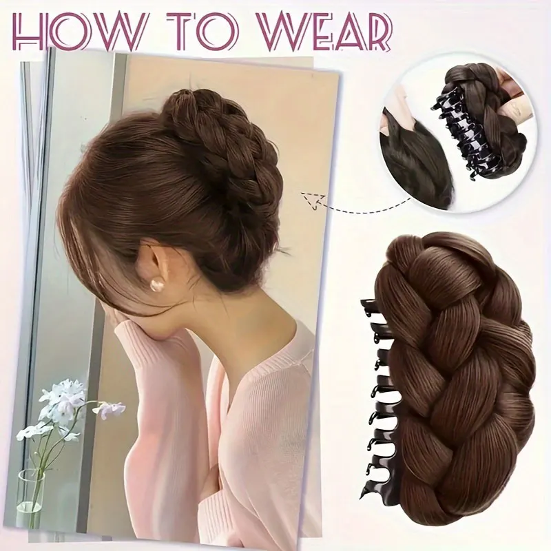 1pc Synthetic Claw Clip Hair Bun Natural Fluffy Wig Hair Clip Black Brown Bun Head Wig Women Daily Use
