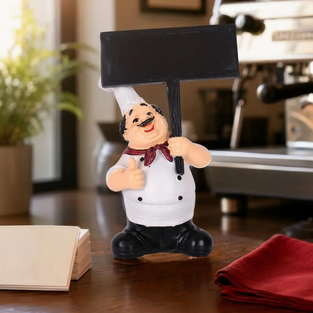 Café-Figur aus Langlebigem Harz, Koch-Figur mit Kreidetafel, Cartoon-Koch-Statue als Dekoration für die Küchenarbeitsplatte