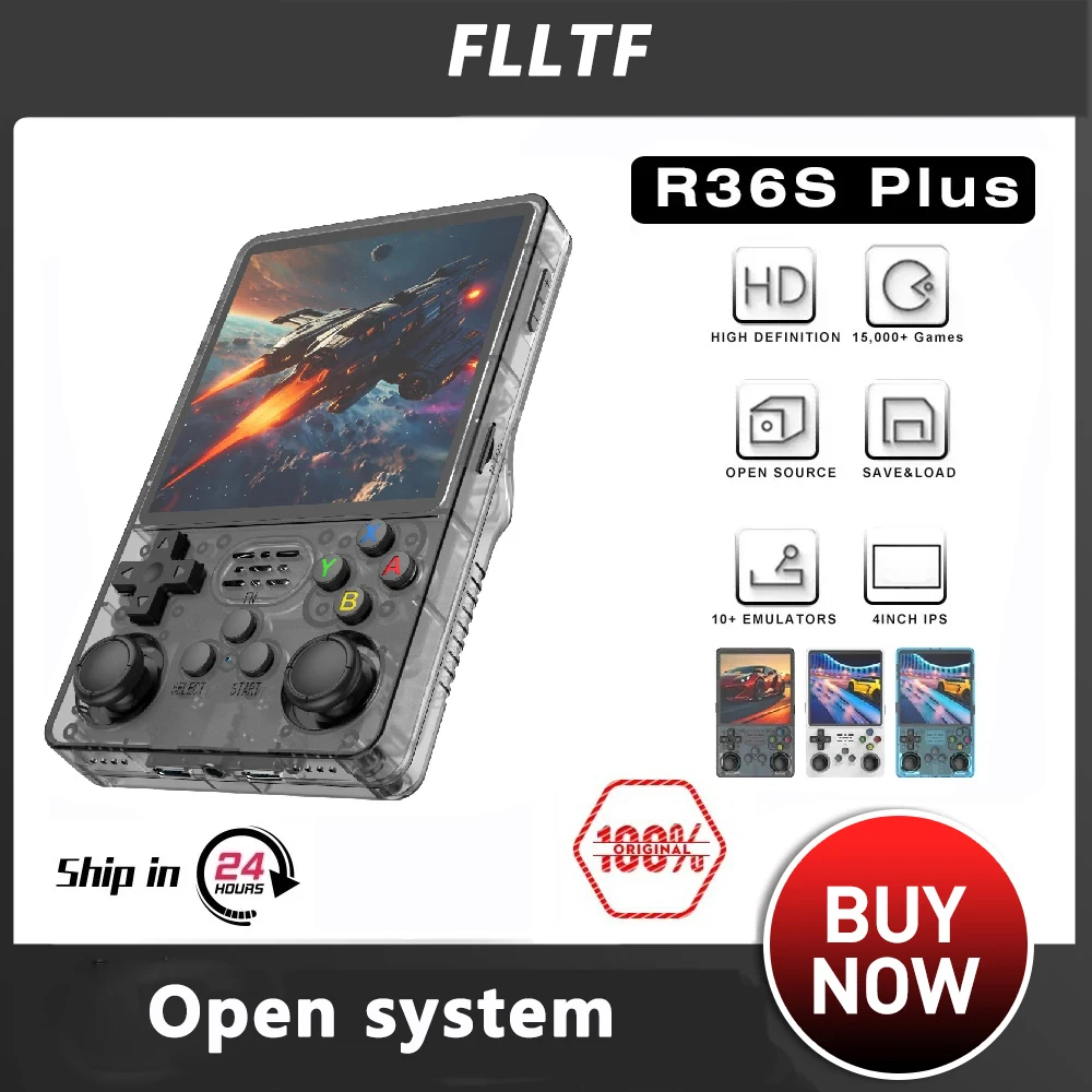 

FLLTF R36 Plus Retro Handheld Game Console Linux 64-bit System 4" IPS Screen RK3326 Portable Pocket Video Player Games