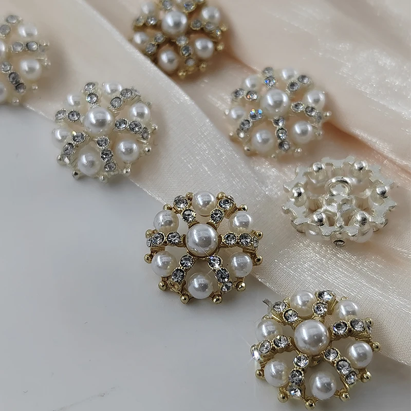 18/23MM Luxury Imitation Pearl Rhinestone Shank Buttons Of Clothing Fashion High Quality Sewing Button For Women Dress DIY