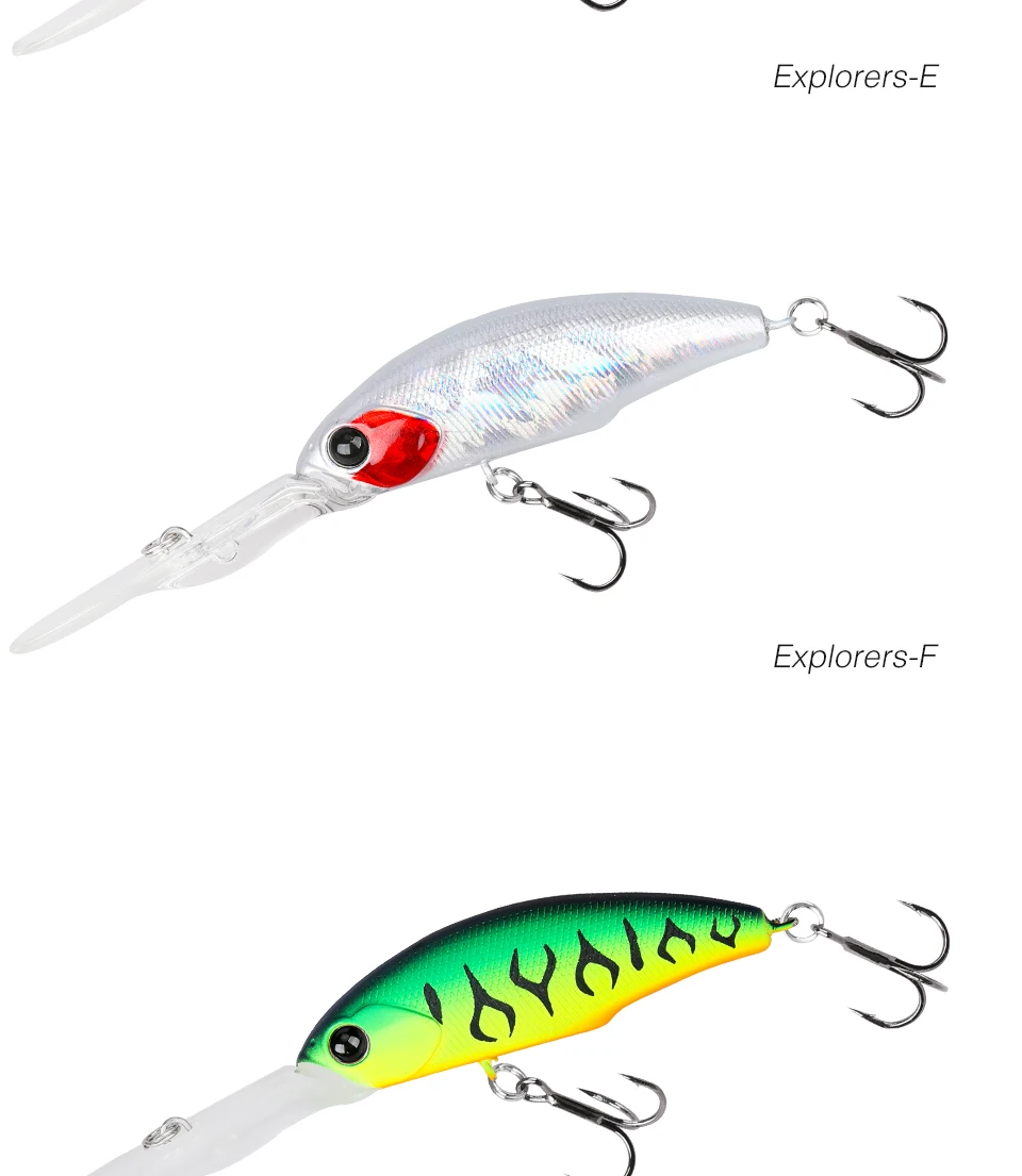 TSURINOYA Dive 2-4m Suspending Minnow 57mm 8.3g EXPLORERS 57SP Long Casting Pike Bass Fishing Lure Artificial Hard Bait Jerkbait