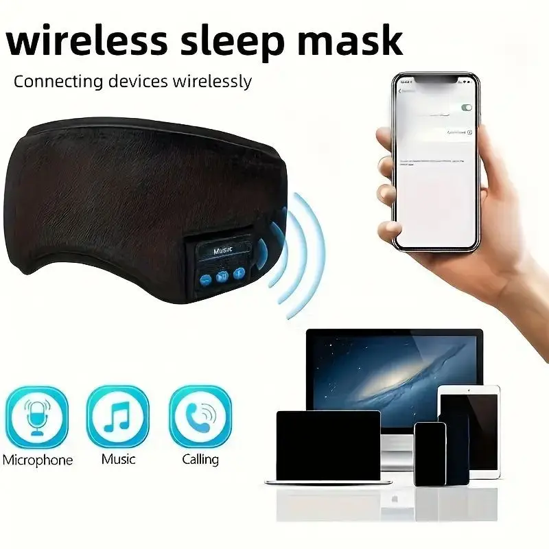 Smart Eye Mask Patch And Bluetooth Wireless Headphone 3D Sleep Mask Aid And Light-blocking Eye Cover