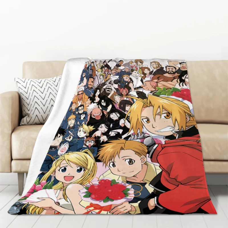 

Knee Blanket Fluffy Fullmetal Alchemist Bed Blankets for Decorative Sofa King Lid Microfiber Bedding Double Fleece Soft Nap Home