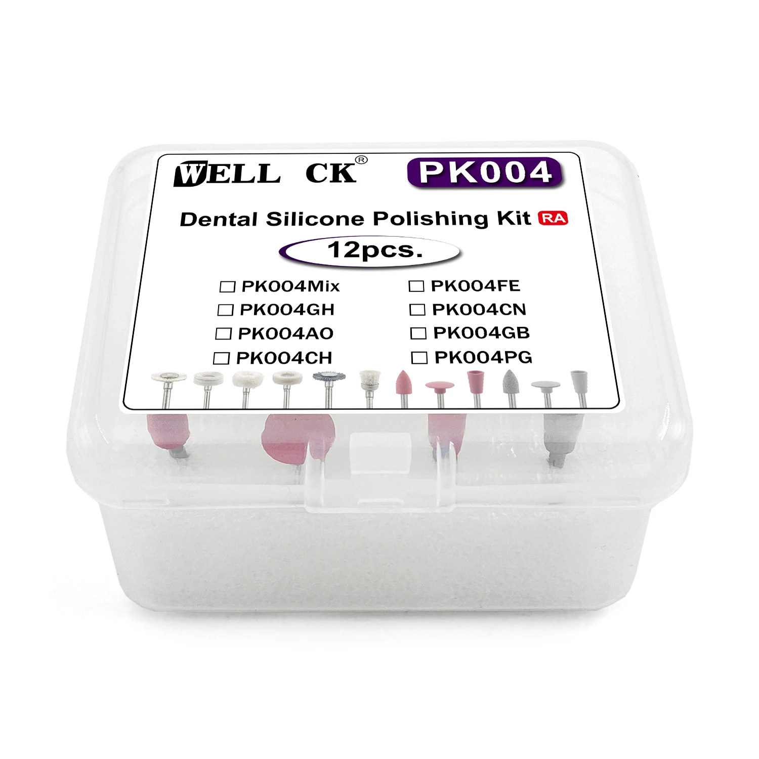 12pcs/Box WellCK Dental Composite Polishing Kit For Low-Speed Handpiece Dental Composite Kit Dentistry Porcelain/Natural Teeth