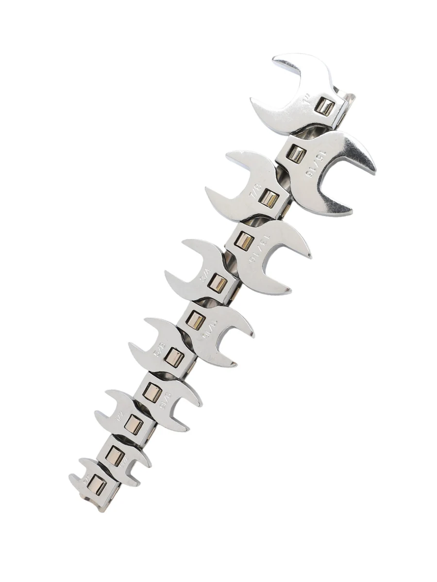 11Pcs 3/8 Inch Drive Crowfoot Wrench Set Carbon Steel Open End Spanner For Automotive Repair Nut Bolt Loosening Hand Tools Kit