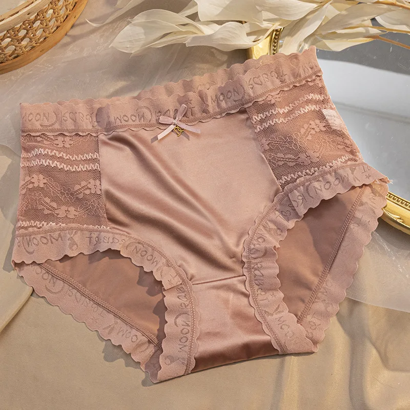 2023 New Women Sexy Lace Ice Silk Underwear High Waist Elasticity Shapewear Abdomen Hips Panties Breifs