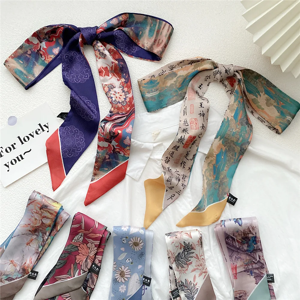 6*160cm Long Print Hairband Headband Women Girl Hair Band Tie Bag Handle Accessories Headwear Scarf